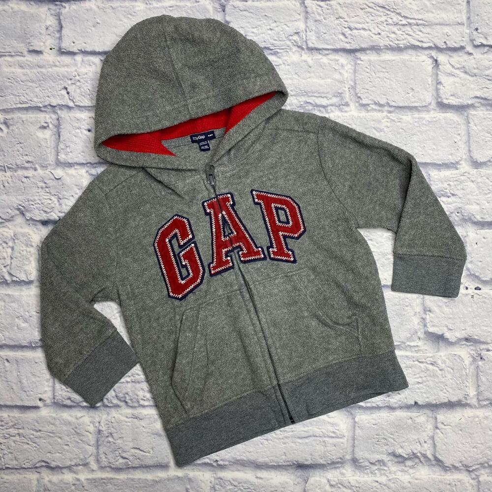 babyGAP Fleece, Hooded  Zip Up in Grey/Red